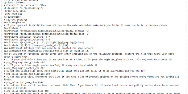 Правильный htaccess opencart