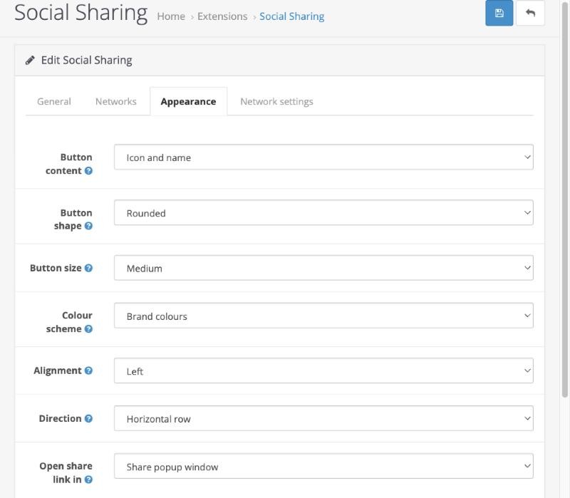 Social Sharing: настройки внешнего вида кнопок